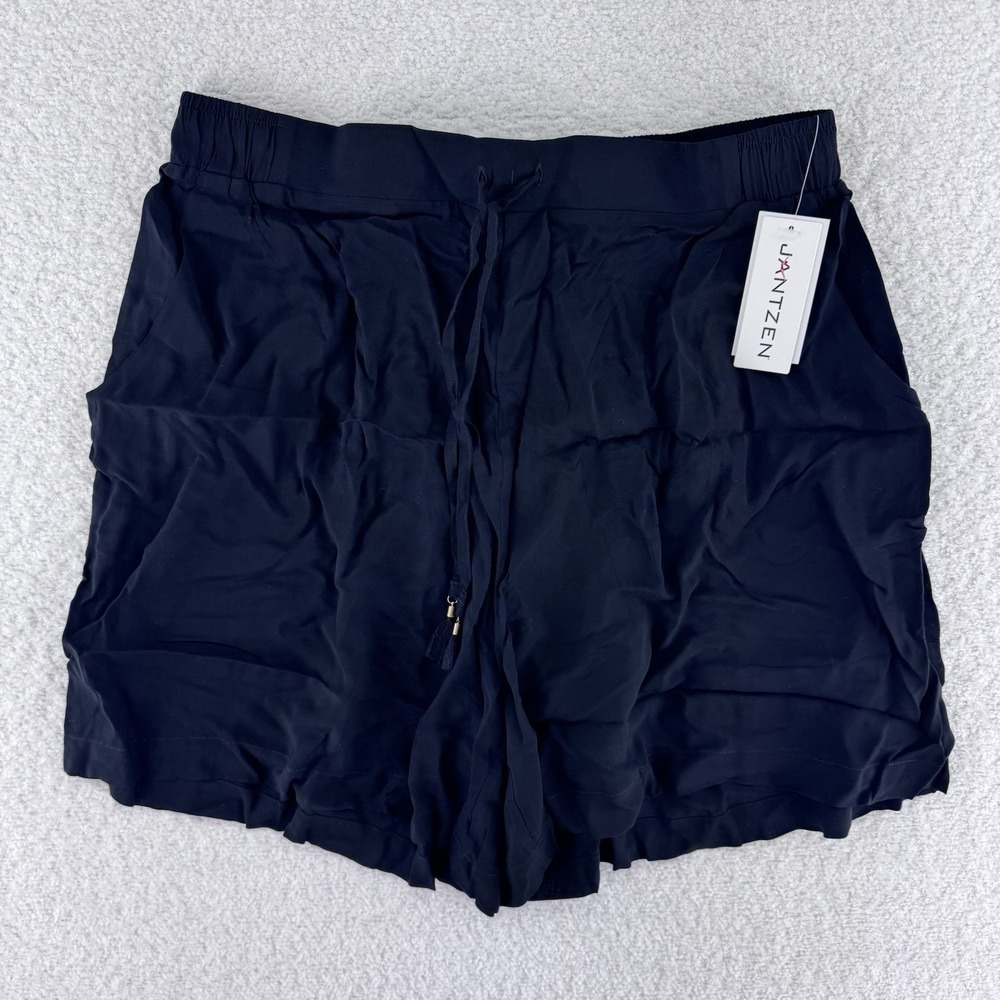Jantzen Woven Pull On Tie Waist Cover Up Short Size Medium Black